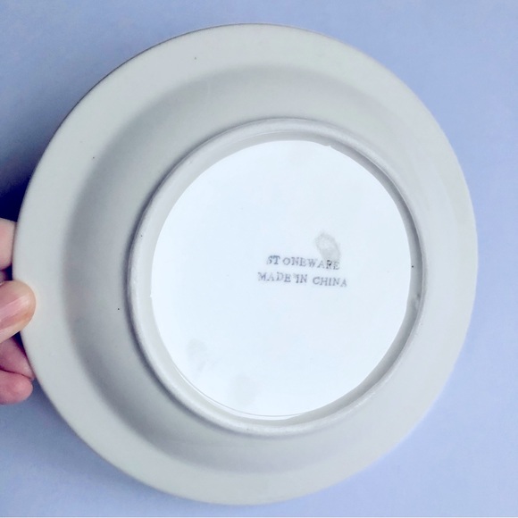 3/$15 STONEWARE Salad Dessert Plate 6 3/8”Off White Blue - Picture 5 of 14